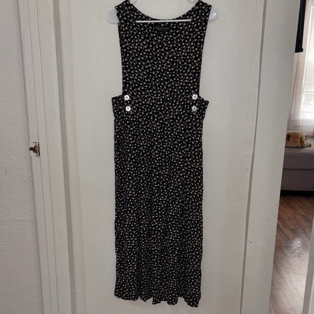 Black Floral Sleeveless Midi Dress